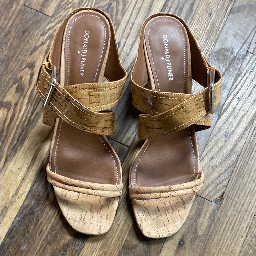Donald J. Pliner Tan Cork Slide Sandals